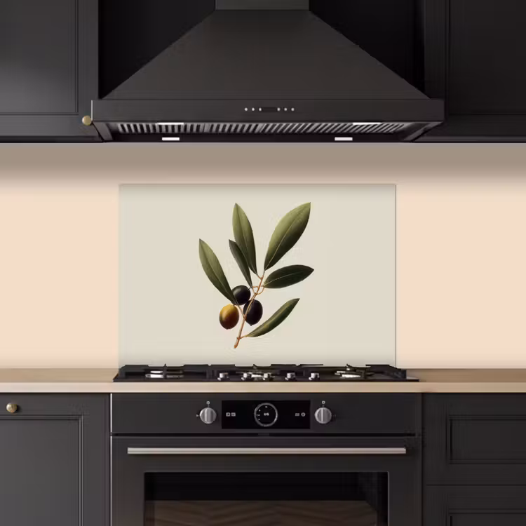 Spatscherm keuken - Olijftak - Donkergroen - Olijven — 2
