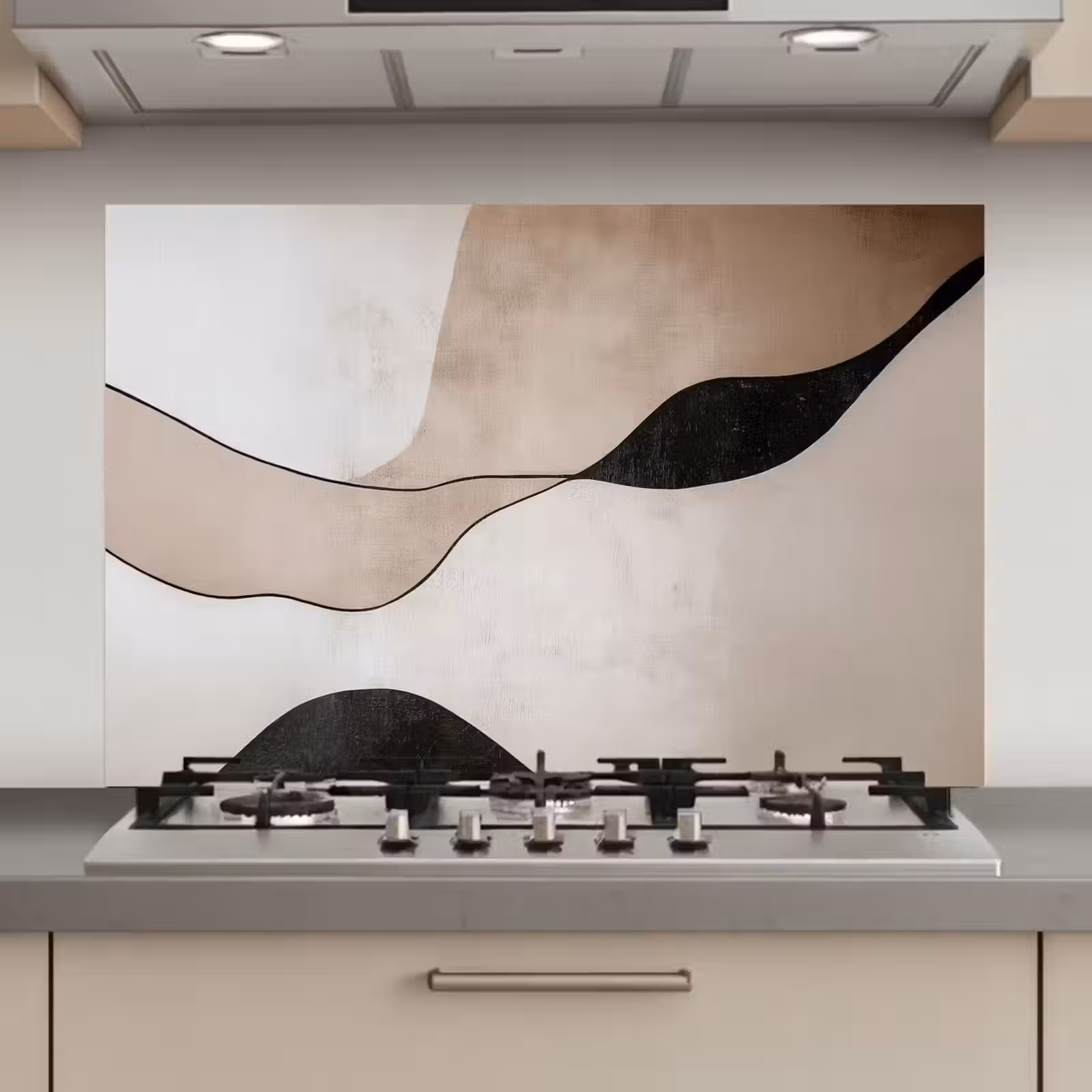 Spatscherm keuken - Contourlijnen - Abstracte landschap — 1