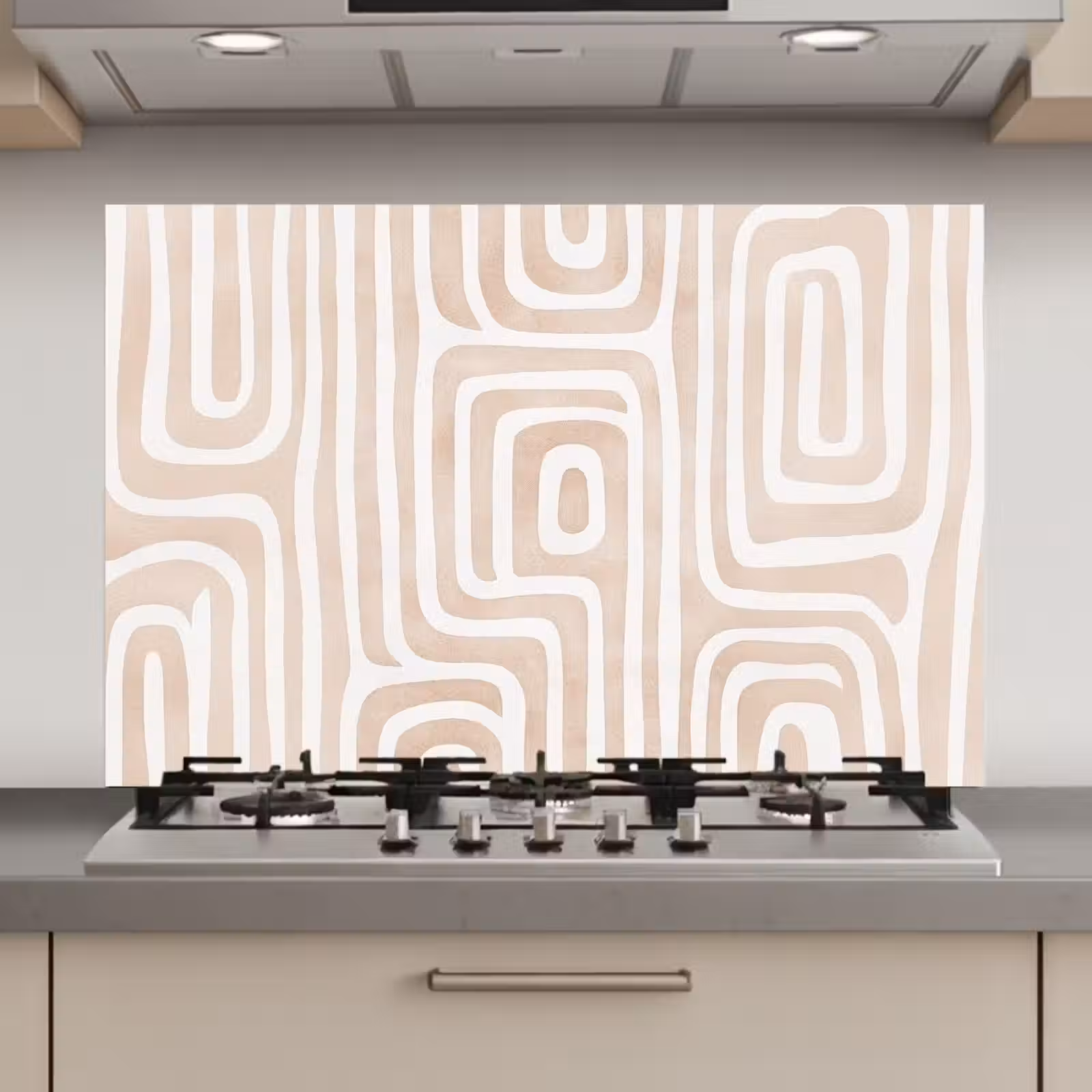 Spatscherm keuken - Decoratief - Labyrint - Beige — 1
