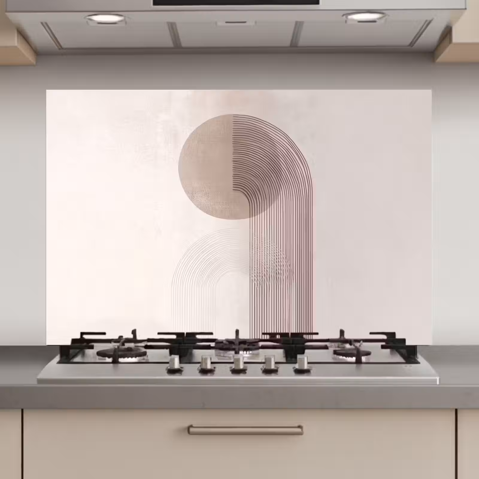 Spatscherm keuken - Minimalistisch - Cirkel - Lichtgrijs — 1