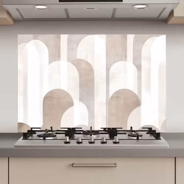 Spatscherm keuken - Abstracte bogen - Modern - Beige — 1