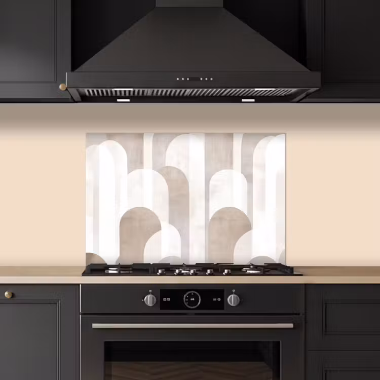 Spatscherm keuken - Abstracte bogen - Modern - Beige — 2