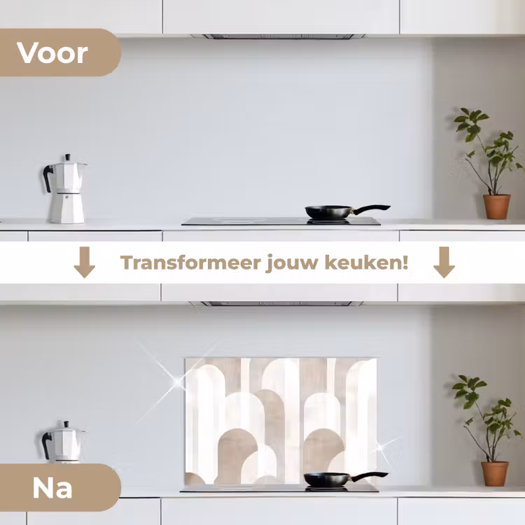 Spatscherm keuken - Abstracte bogen - Modern - Beige — 3