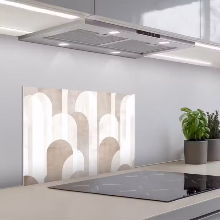 Spatscherm keuken - Abstracte bogen - Modern - Beige — 5