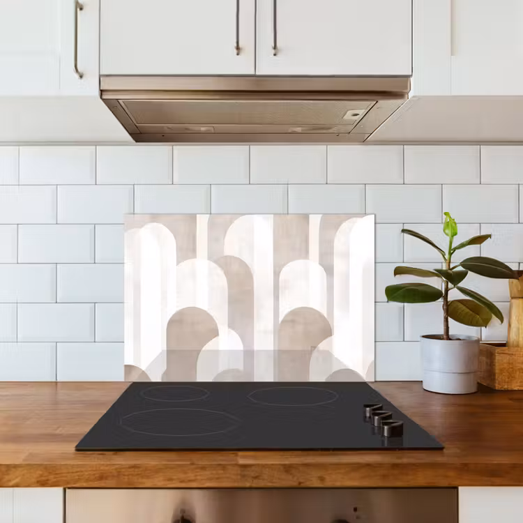 Spatscherm keuken - Abstracte bogen - Modern - Beige — 6