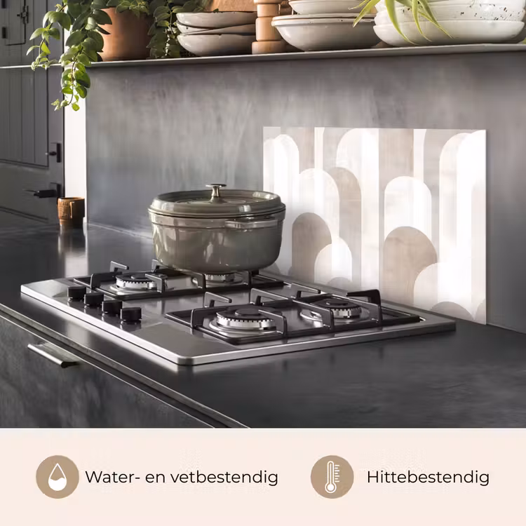 Spatscherm keuken - Abstracte bogen - Modern - Beige — 7