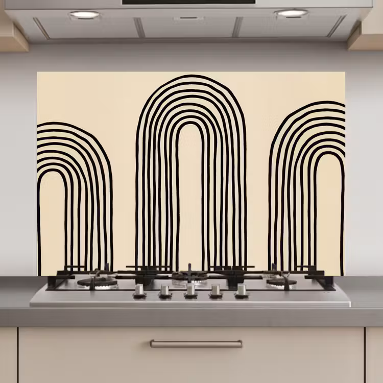 Spatscherm keuken - Boogvormen - Zwart - Strak — 1