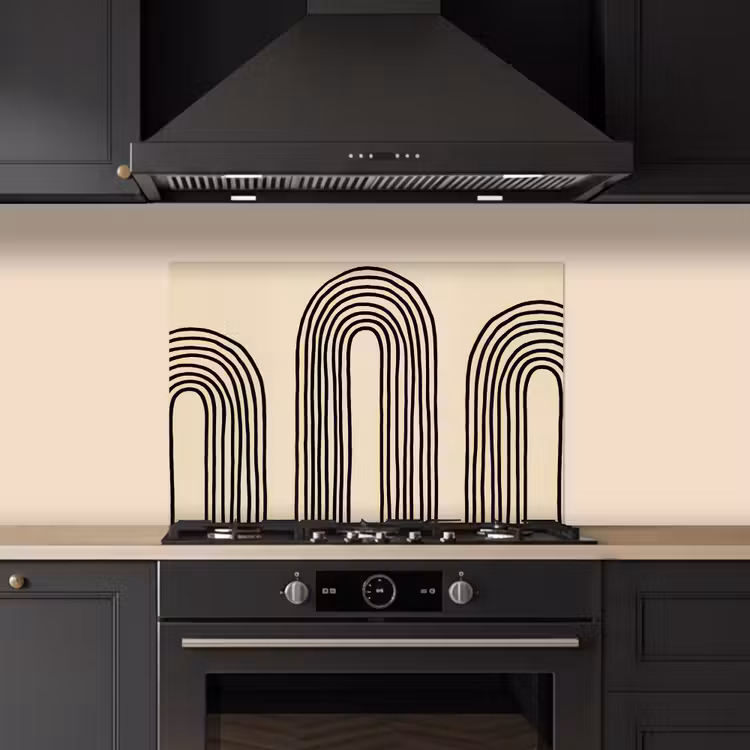 Spatscherm keuken - Boogvormen - Zwart - Strak — 2