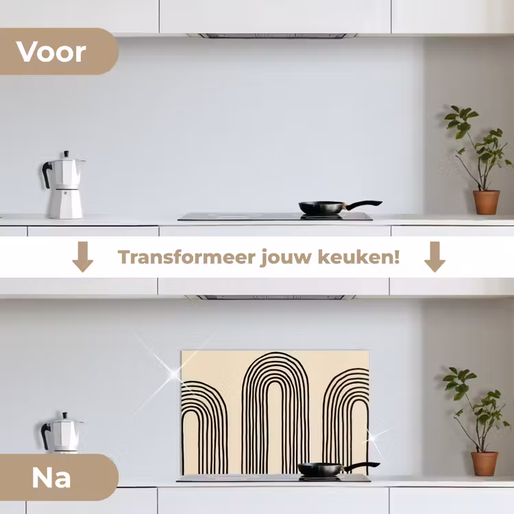 Spatscherm keuken - Boogvormen - Zwart - Strak — 3