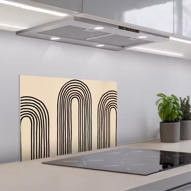 Spatscherm keuken - Boogvormen - Zwart - Strak — 5