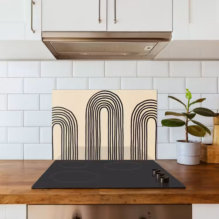 Spatscherm keuken - Boogvormen - Zwart - Strak — 6