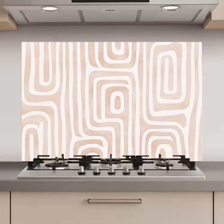 Spatscherm keuken - Decoratief - Labyrint - Beige — 1