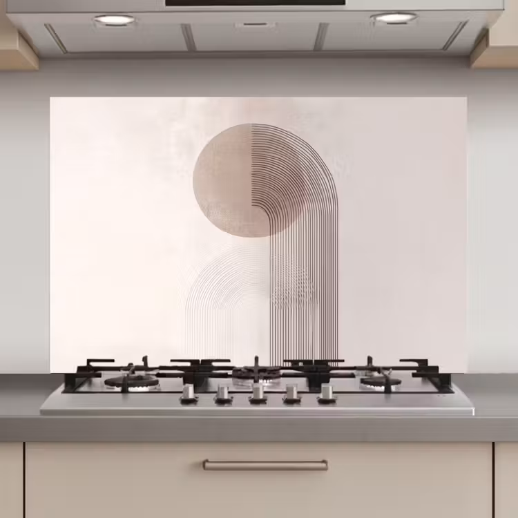 Spatscherm keuken - Minimalistisch - Cirkel - Lichtgrijs — 1