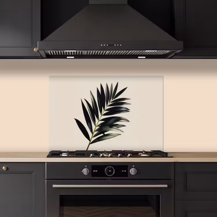 Spatscherm keuken - Palmblad - Subtiel - Groen - beige — 2