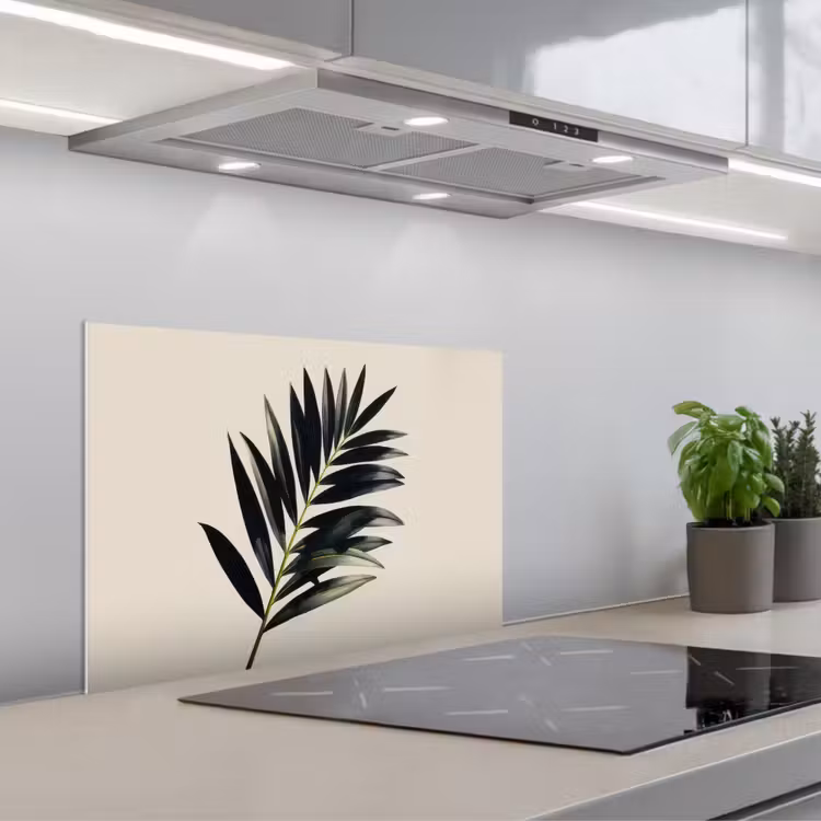 Spatscherm keuken - Palmblad - Subtiel - Groen - beige — 5