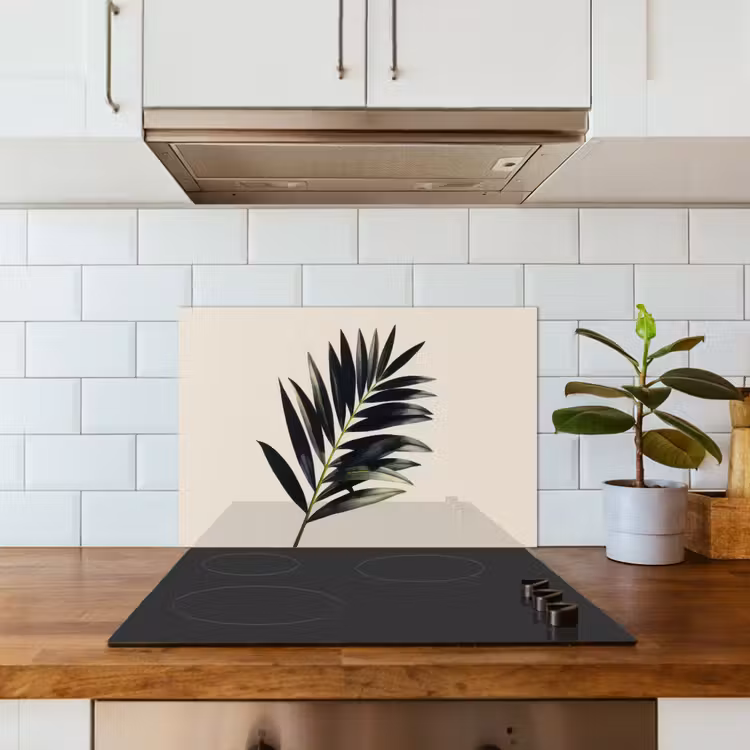 Spatscherm keuken - Palmblad - Subtiel - Groen - beige — 6