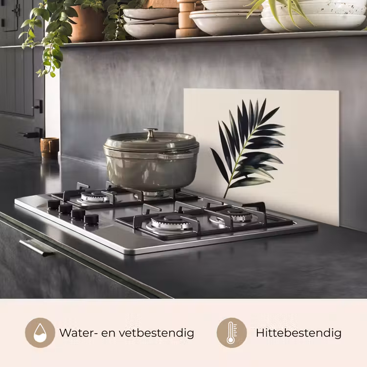 Spatscherm keuken - Palmblad - Subtiel - Groen - beige — 7