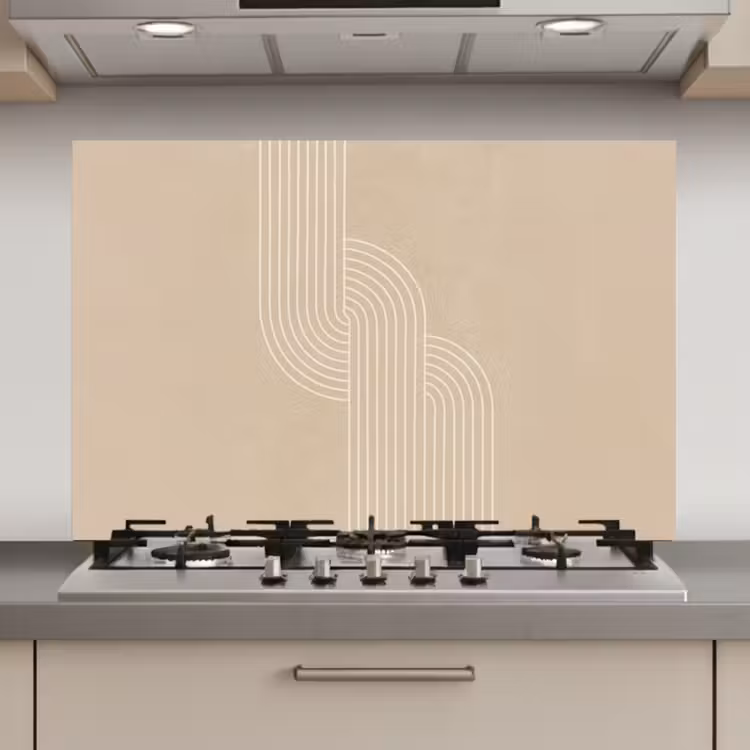 Spatscherm keuken - Parallelle lijnen - Lichte textuur - Beige — 1