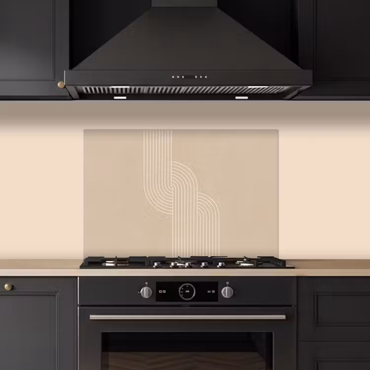 Spatscherm keuken - Parallelle lijnen - Lichte textuur - Beige — 2