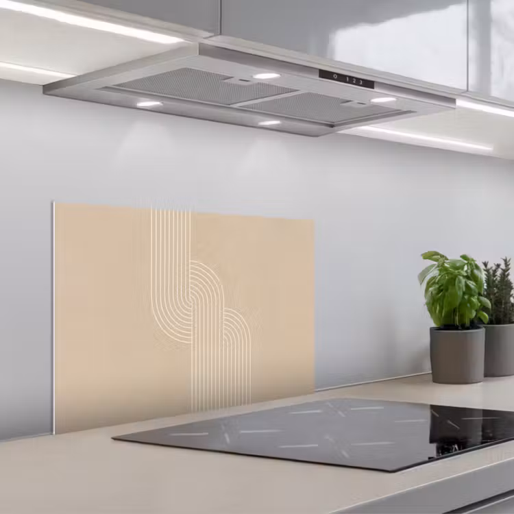 Spatscherm keuken - Parallelle lijnen - Lichte textuur - Beige — 5