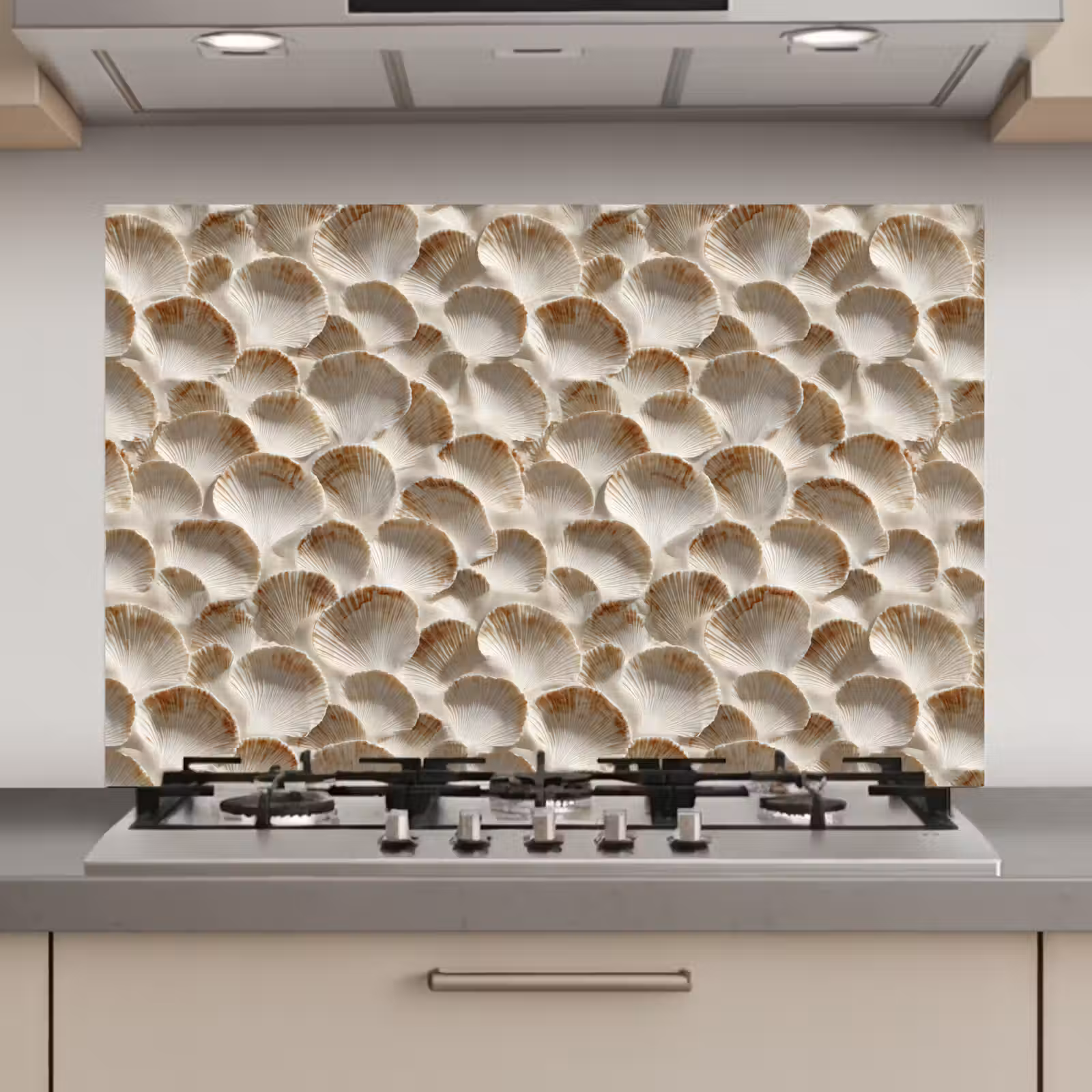 Spatscherm keuken - Schelpen - Waaiervorm - Wit — 1