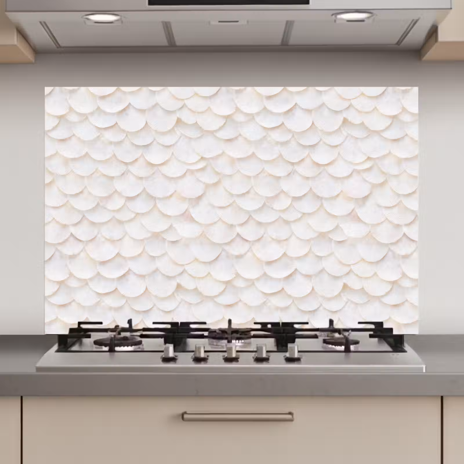Spatscherm keuken - Schubben - Wit - Elegant — 1
