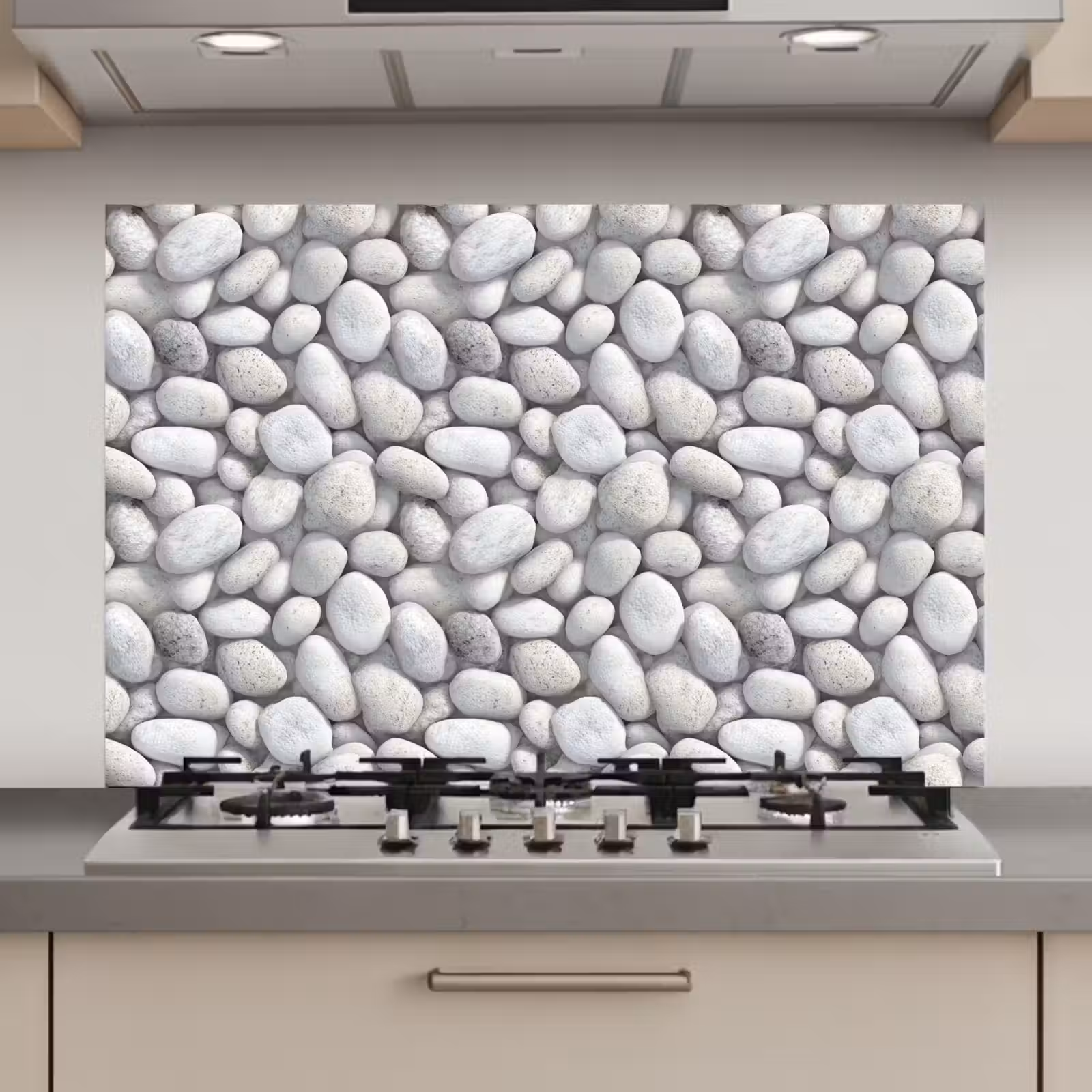 Spatscherm keuken - Steentjes - Grijs - Ovaal — 1
