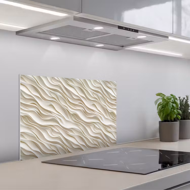 Spatscherm keuken - Golven - Wit - Minimalistisch — 5
