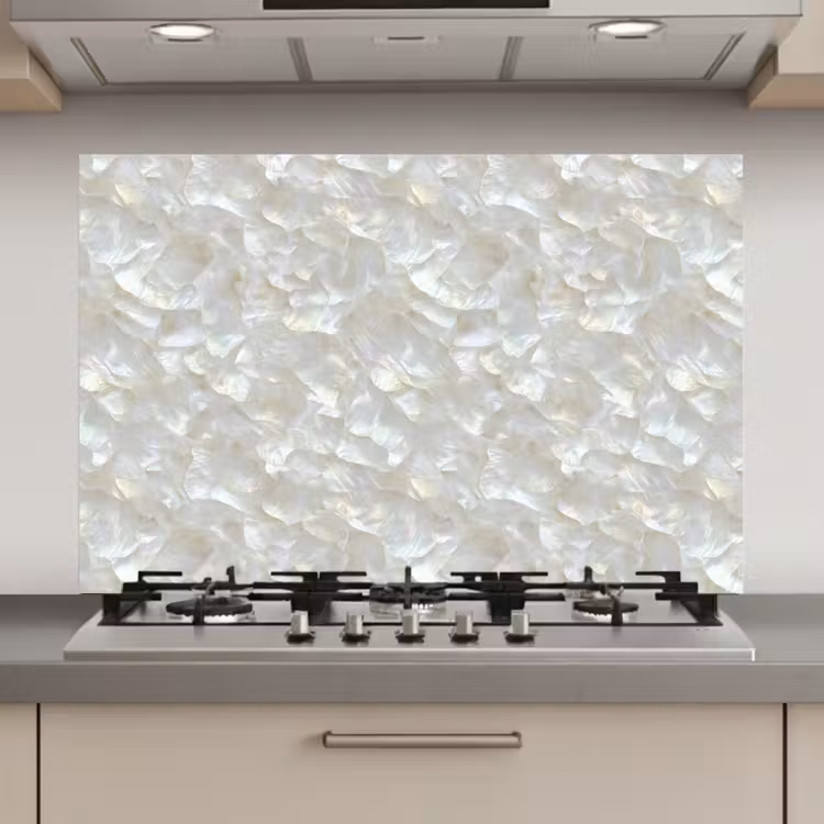 Spatscherm keuken - Parelmoerglans - Wit - Schelp — 1