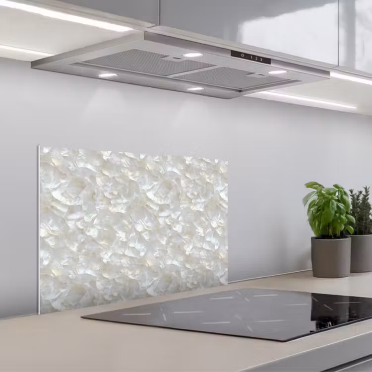 Spatscherm keuken - Parelmoerglans - Wit - Schelp — 5