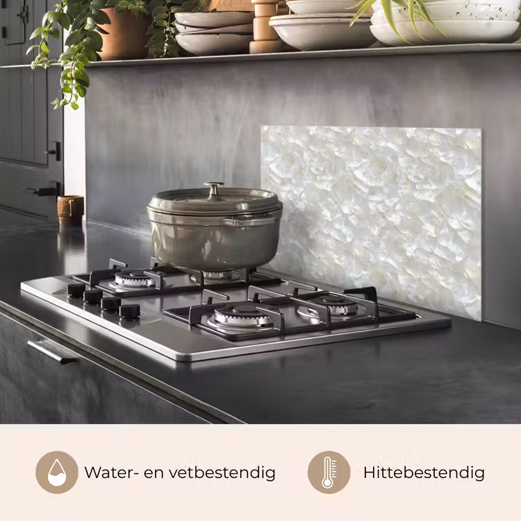 Spatscherm keuken - Parelmoerglans - Wit - Schelp — 7