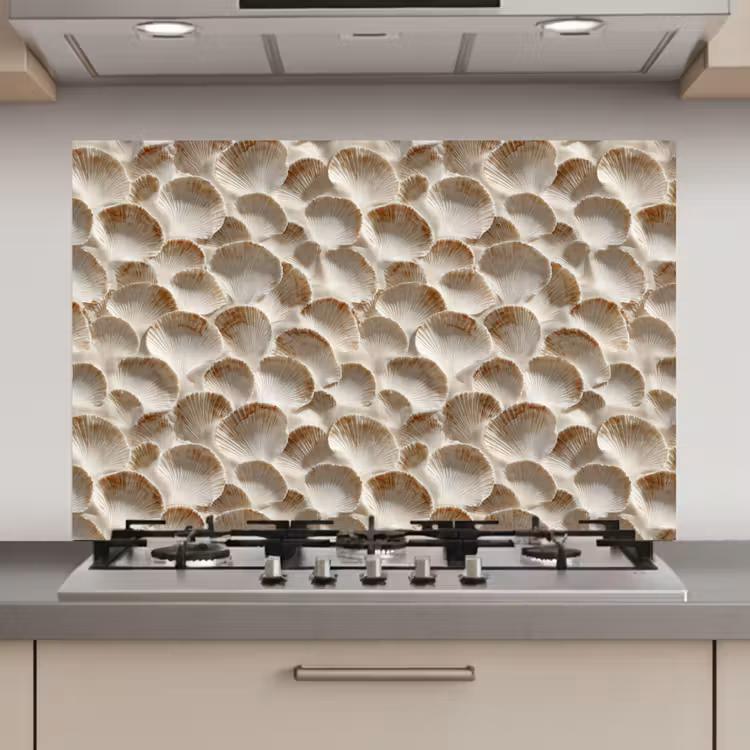 Spatscherm keuken - Schelpen - Waaiervorm - Wit — 1