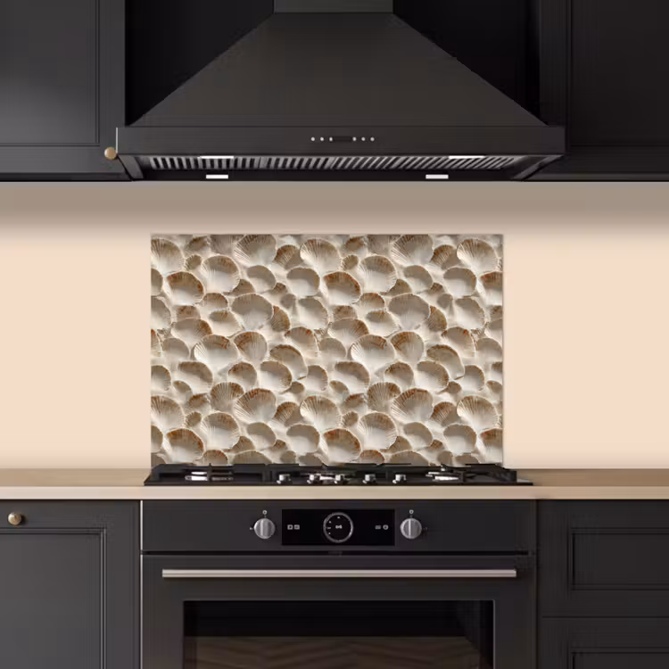 Spatscherm keuken - Schelpen - Waaiervorm - Wit — 2