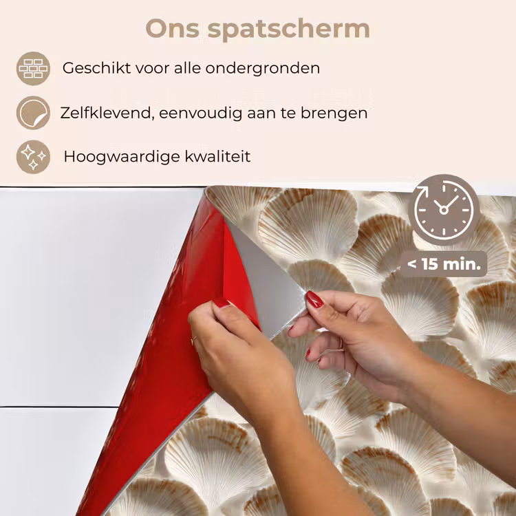 Spatscherm keuken - Schelpen - Waaiervorm - Wit — 4