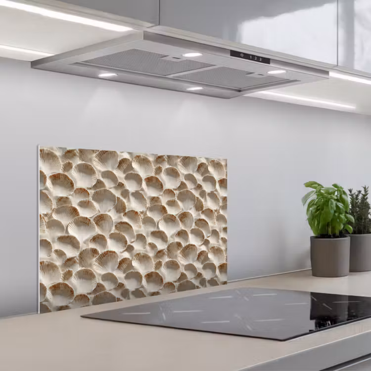 Spatscherm keuken - Schelpen - Waaiervorm - Wit — 5