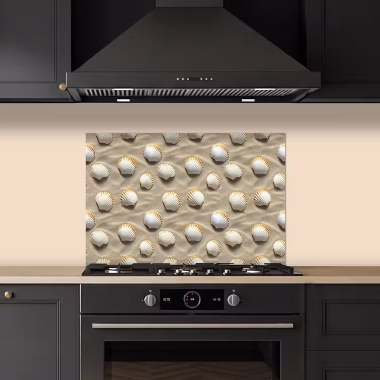 Spatscherm keuken - Schelpen - Zand - Maritiem — 2
