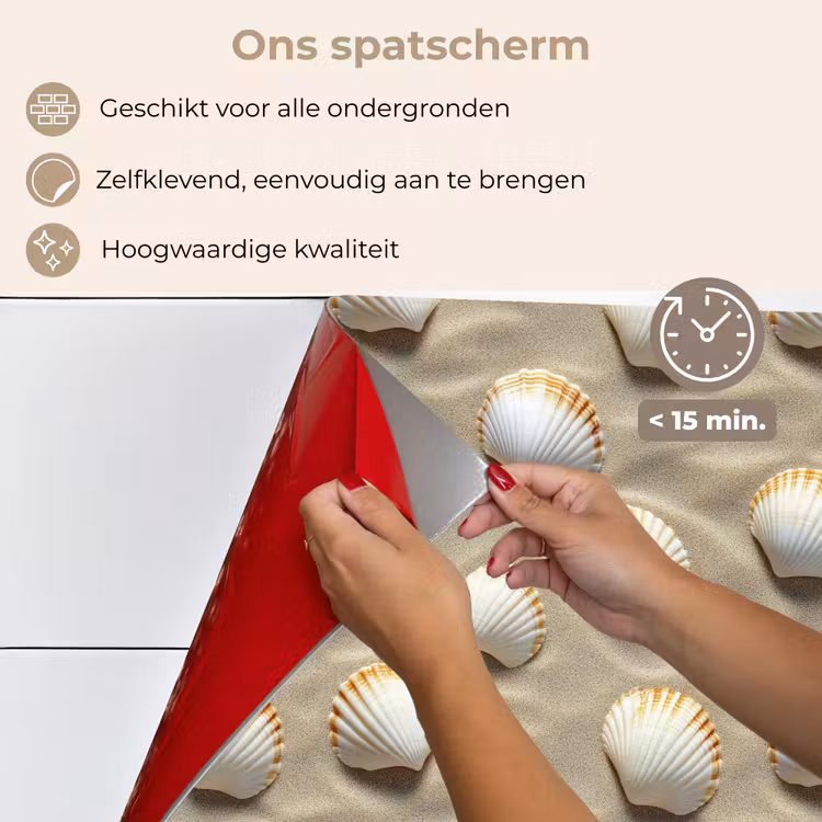 Spatscherm keuken - Schelpen - Zand - Maritiem — 4