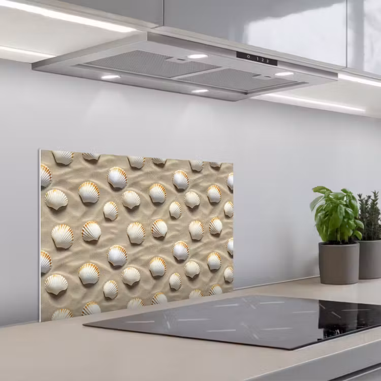 Spatscherm keuken - Schelpen - Zand - Maritiem — 5