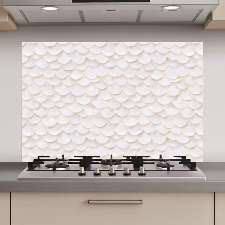 Spatscherm keuken - Schubben - Wit - Elegant — 1