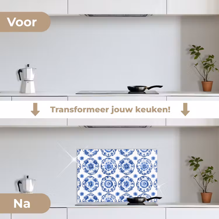 Spatscherm keuken - Sierborden - Bloemen - Blauw — 3