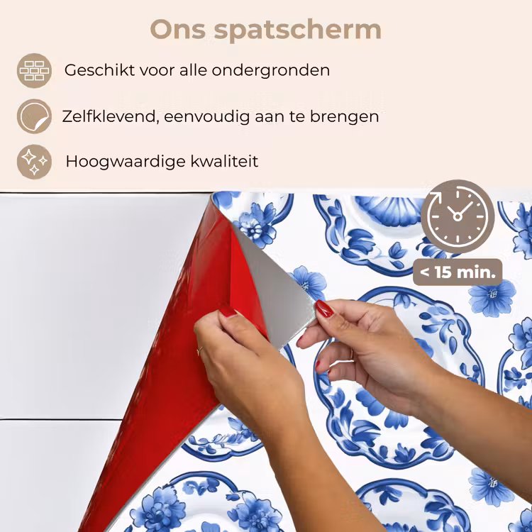 Spatscherm keuken - Sierborden - Bloemen - Blauw — 4