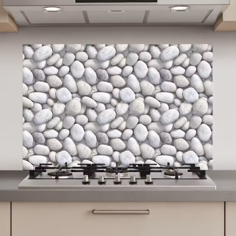 Spatscherm keuken - Steentjes - Grijs - Ovaal — 1