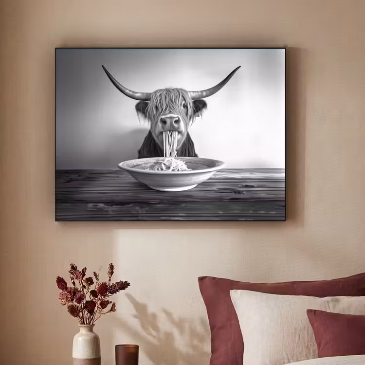 Art Frame - Schotse Hooglander - Spaghetti - Dieren - Zwart wit — 2