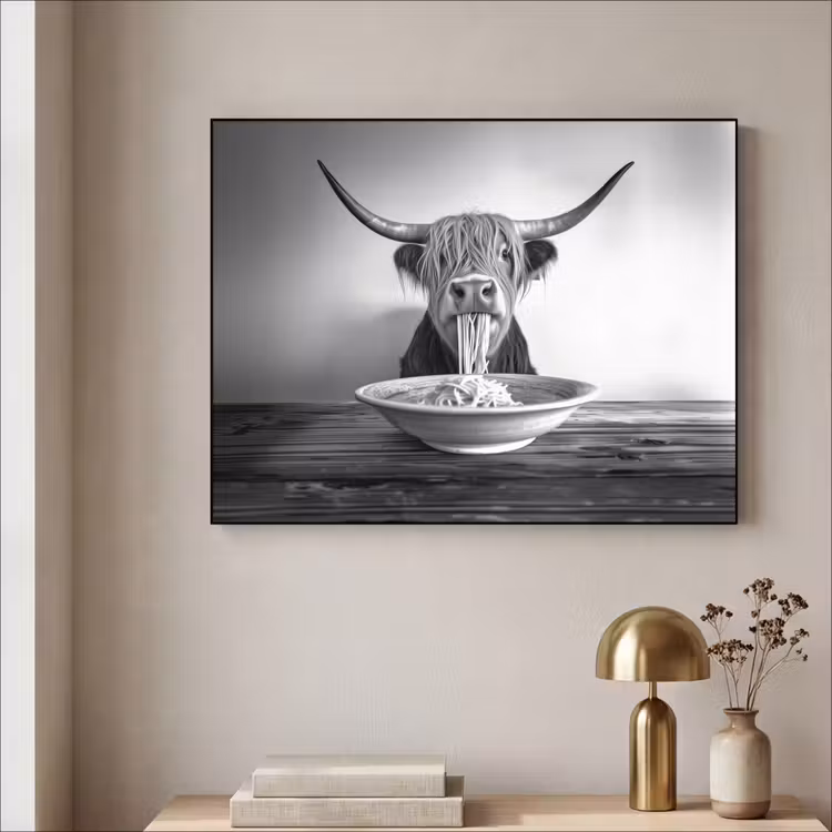 Art Frame - Schotse Hooglander - Spaghetti - Dieren - Zwart wit — 3