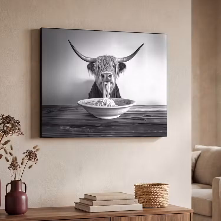 Art Frame - Schotse Hooglander - Spaghetti - Dieren - Zwart wit — 4