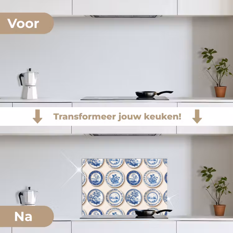 Spatscherm keuken - Borden - Bomen - Planten - Blauw — 3