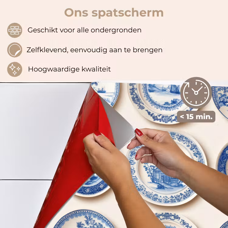Spatscherm keuken - Borden - Bomen - Planten - Blauw — 4