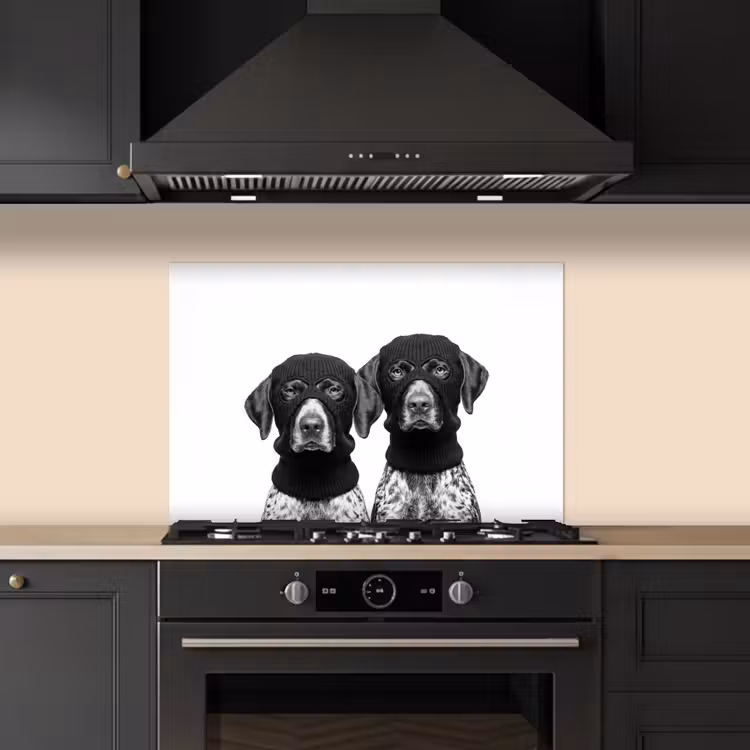 Spatscherm keuken - Honden - Bivakmuts - Zwart - wit — 2