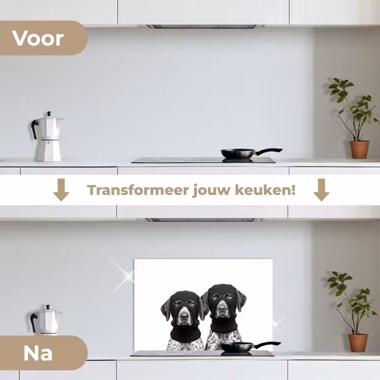 Spatscherm keuken - Honden - Bivakmuts - Zwart - wit — 3