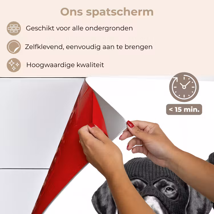 Spatscherm keuken - Honden - Bivakmuts - Zwart - wit — 4